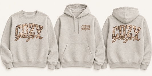 Cozy Season Camo Fall Shirt sweatshirt and hoodie front and back mockup