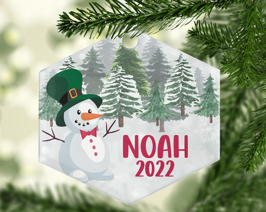 Kids Snowman "Glass-Like" Acrylic Shatter-Proof Personalized Christmas Ornament - Endlessly Trendy Boutique