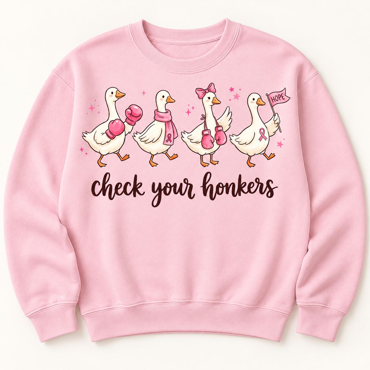 Check Your Honkers breast cancer awareness pink crewneck sweatshirt mockup