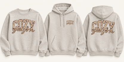 Cozy Season Camo Fall Shirt sweatshirt and hoodie front and back mockup