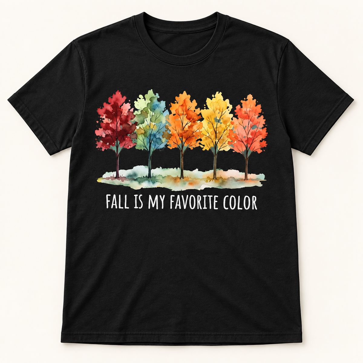 Fall Is My Favorite Color Watercolor Trees short sleeve tee mockup