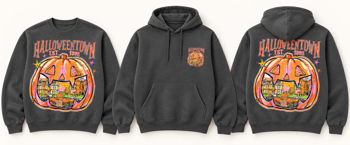 Halloweentown Pumpkin Halloween Shirt sweatshirt and hoodie front and back mockup