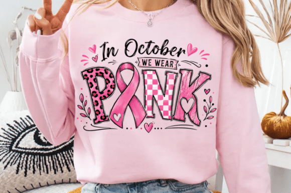 In October We Wear Pink light pink crewneck sweatshirt