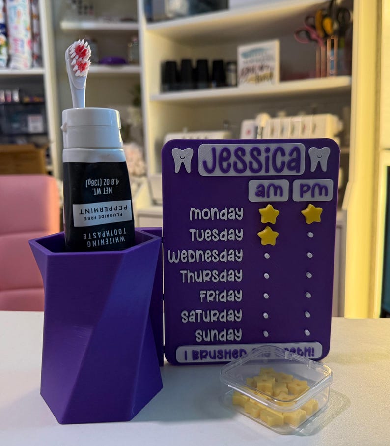 Purple Jessica toothbrushing reward chart
