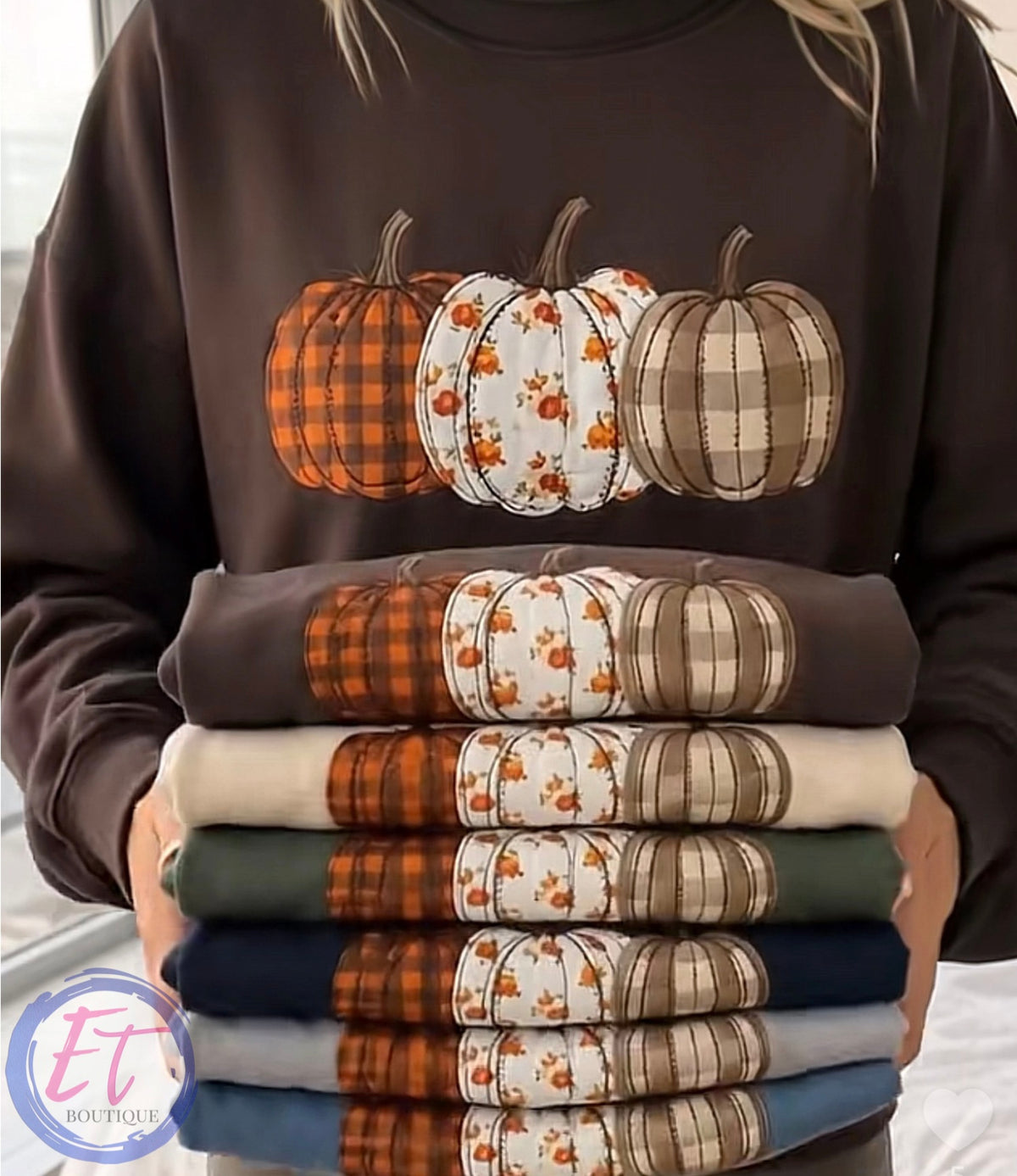 Plaid & Floral Pumpkin Trio original shirt mockup