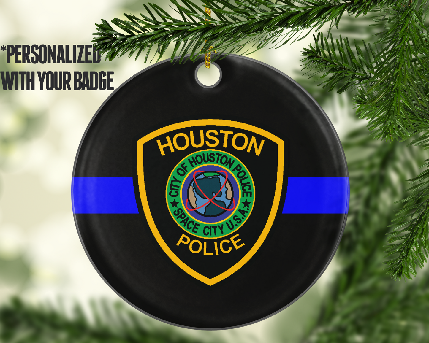 Personalized Badge Thin Blue Line TBL Police - Shatterproof Acrylic Ornament  - - Endlessly Trendy Boutique
