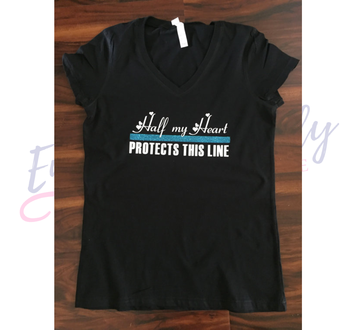 Half my Heart Protects this Line Police Wife Shirt - - Endlessly Trendy Boutique