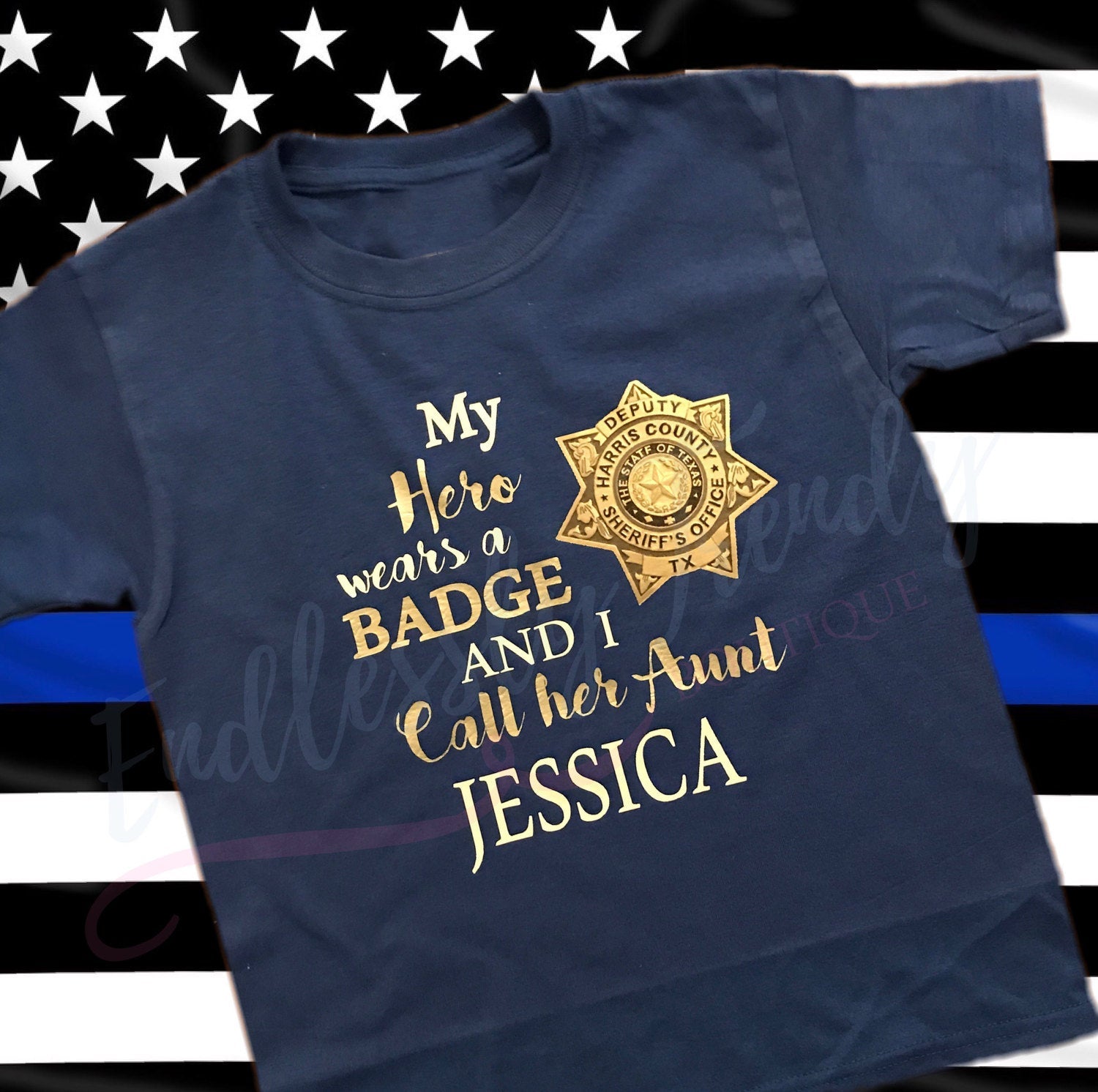 My Hero Wears a Badge and I Call Him/Her {insert Relationship and name} with department's badge* - Endlessly Trendy Boutique