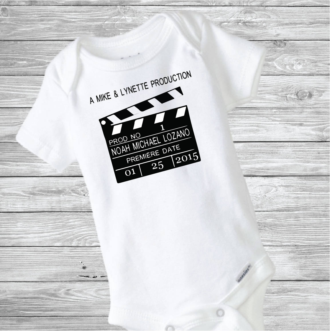 Movie Theme Baby Clapperboard Newborn Birth Announcement - - Endlessly Trendy Boutique