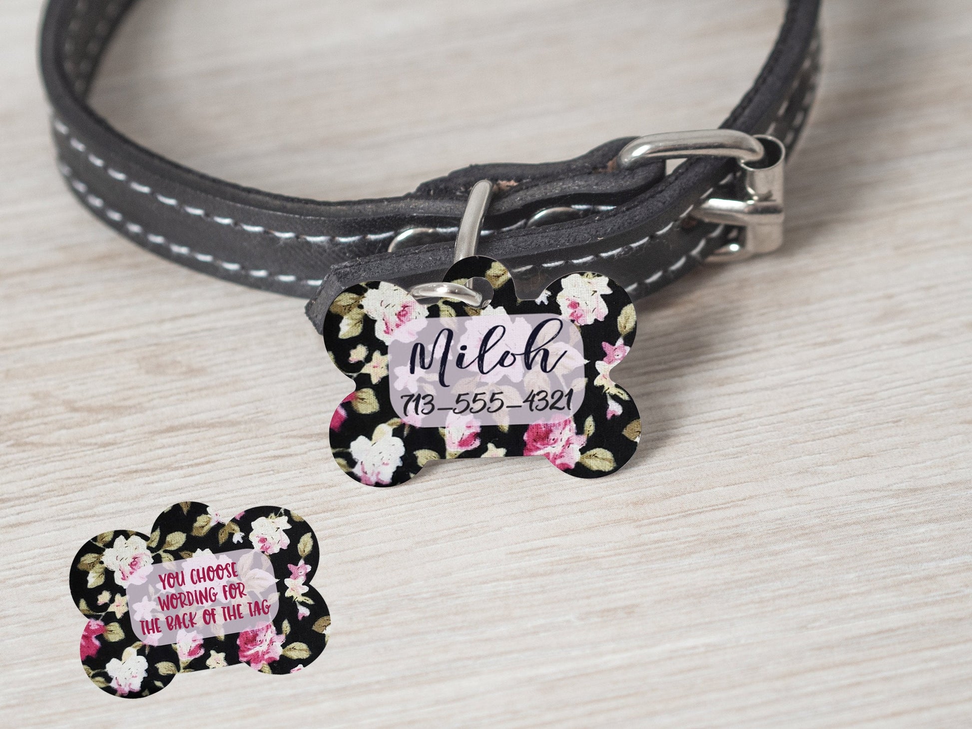 Flower Pattern Customized Dog Tag - - Endlessly Trendy Boutique