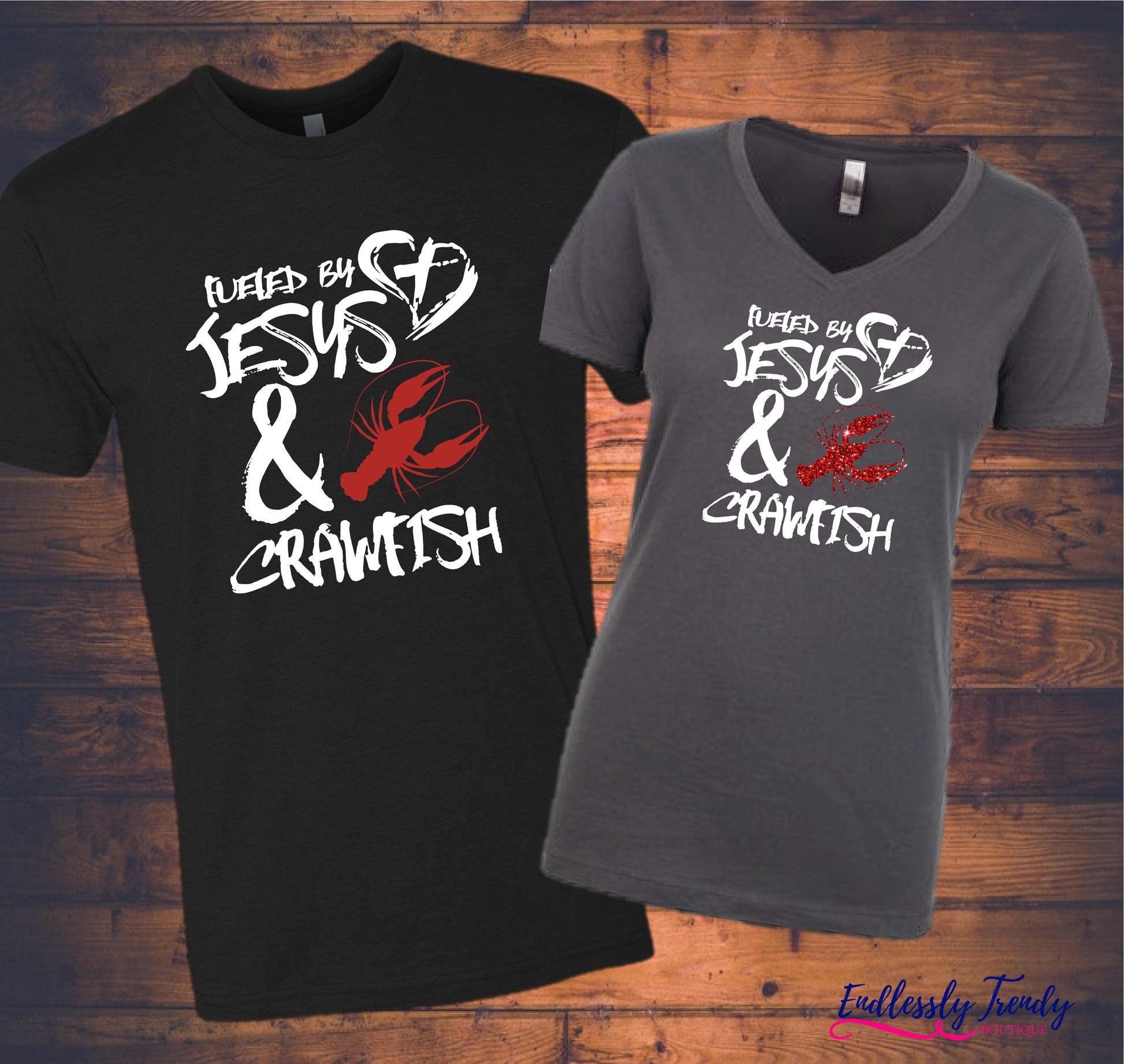Fueled By Jesus & And Crawfish Christian Tee - - Endlessly Trendy Boutique