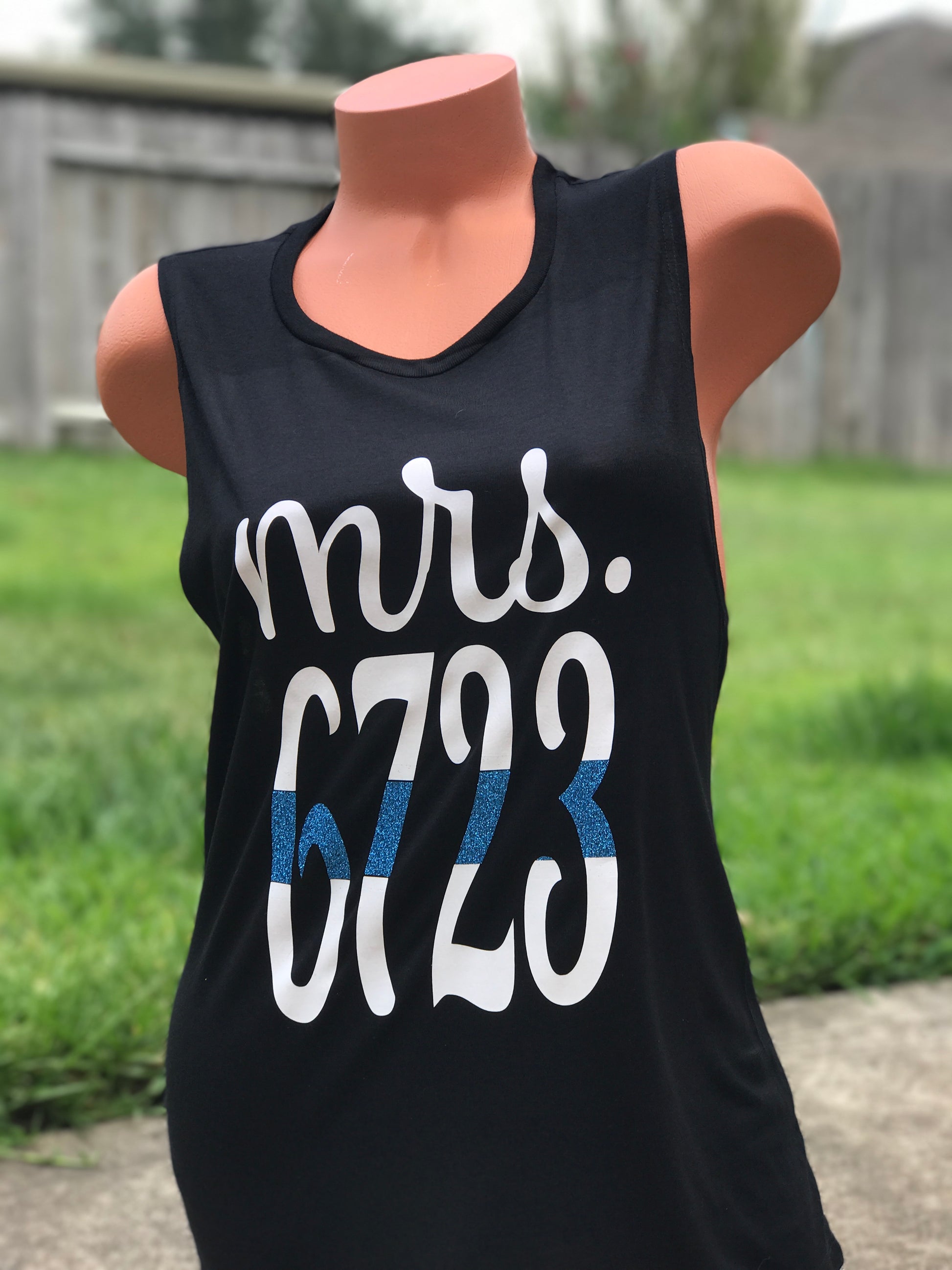 Mrs. Badge Number Thin Blue Line Police Wife Shirt - - Endlessly Trendy Boutique