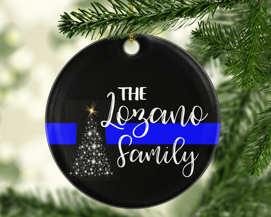 Personalized Thin Blue Line TBL Police - Shatterproof Acrylic Ornament  - - Endlessly Trendy Boutique